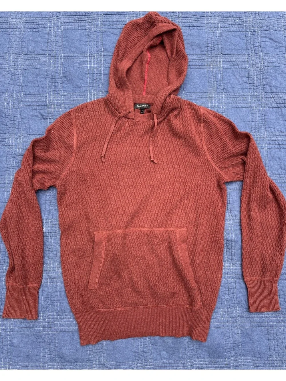 Banana Republic Hoodie Sweater Mens “M” Maroon Textured Knitted Winter Pullover